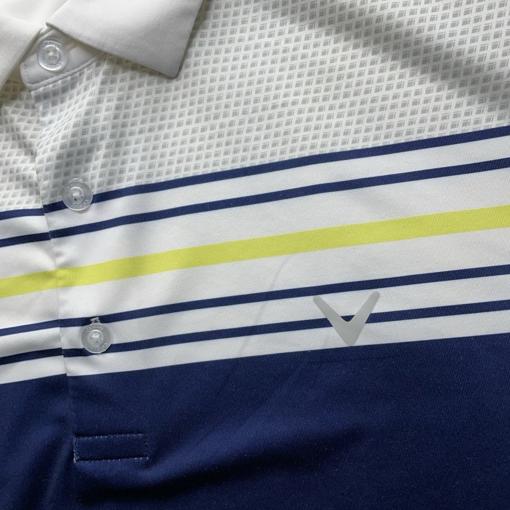 Callaway Mens 2XL Blue & White Opti Dri Short Sleeve Golf Polo Shirt - Picture 4 of 14